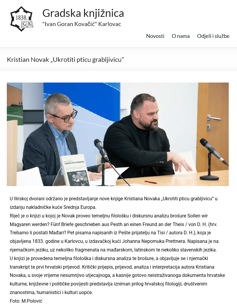 2026-04-27 Kristian Novak Ukrotiti Pticu Grabljivicu Karlovac